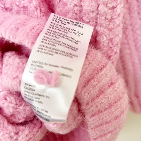 Anthropologie Maeve Turtleneck Pullover Chunky Knit Sweater Bubblegum Pink sz M - Picture 9 of 12